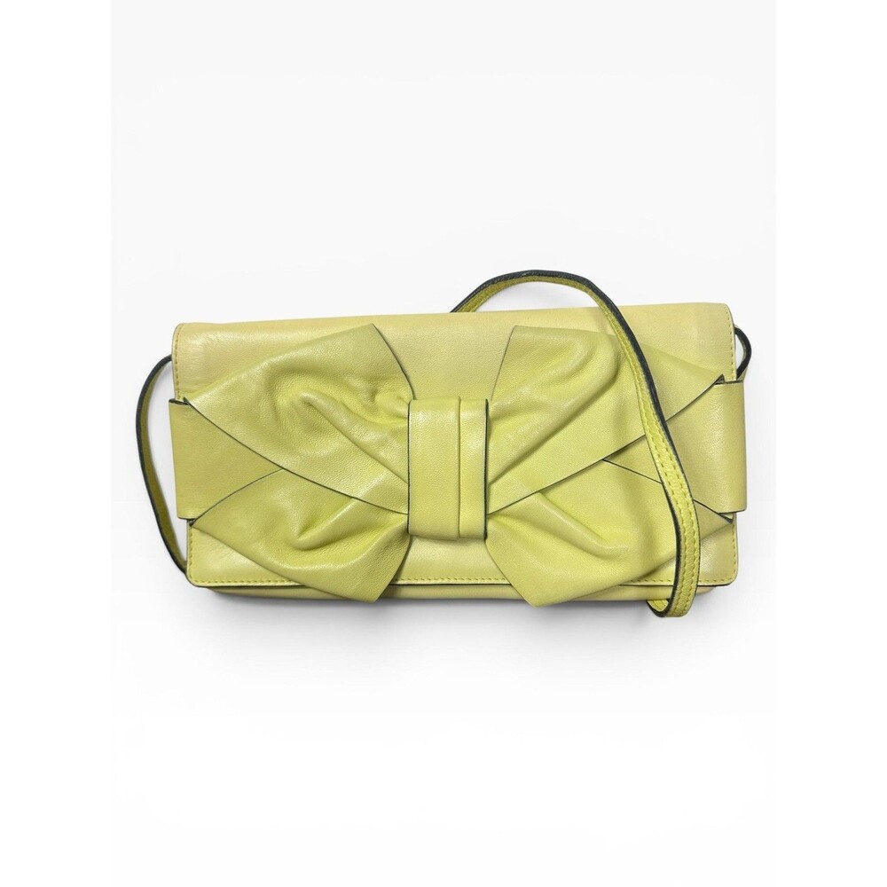 Valentino Garavani Crossbody Shoulder Bag Womens Small Yellow Leather Bow Italy